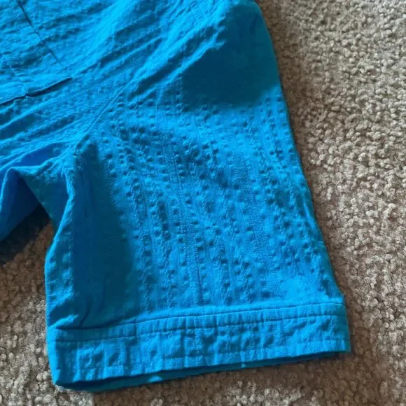 Allison Daley Button Down Top Women Size 8 Casual Short Sleeve Turquoise Blue - Picture 4 of 7